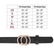 Women's Leather Skinny Belts for Dress Jeans Pants Fashion Soft Leather Waist Belts with Double O-Ring Buckle 