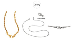 Rope Chain Necklace Gold Plated for Men Women Teen 