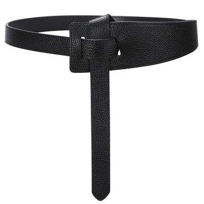 Women Leather Belt No Buckle SUOSDEY Fashion Tie Knot Belt for Dress Women Cinch Cowhide Waist Leather Belt