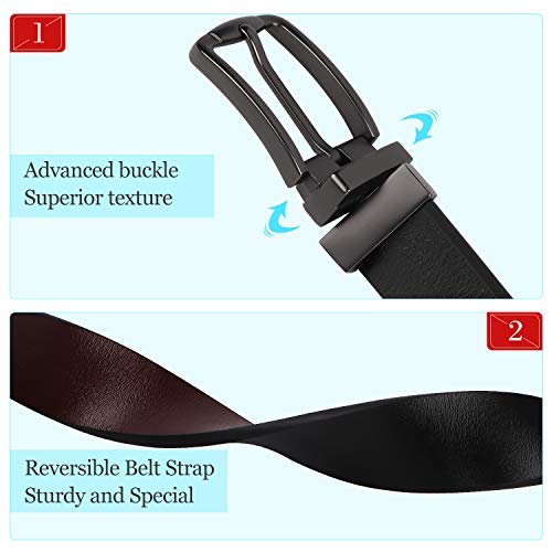 JASGOOD Women Leather Reversible Belt, Ladies Belt for Jeans with Rotated Buckle - JASGOOD OFFICIAL
