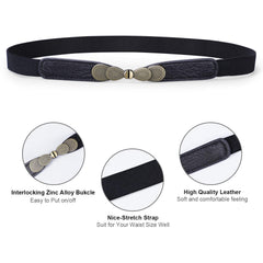 Women Skinny Elastic Stretch Belt for Dresses Retro Ladies Waist Vintage Thin Belt by JASGOOD
