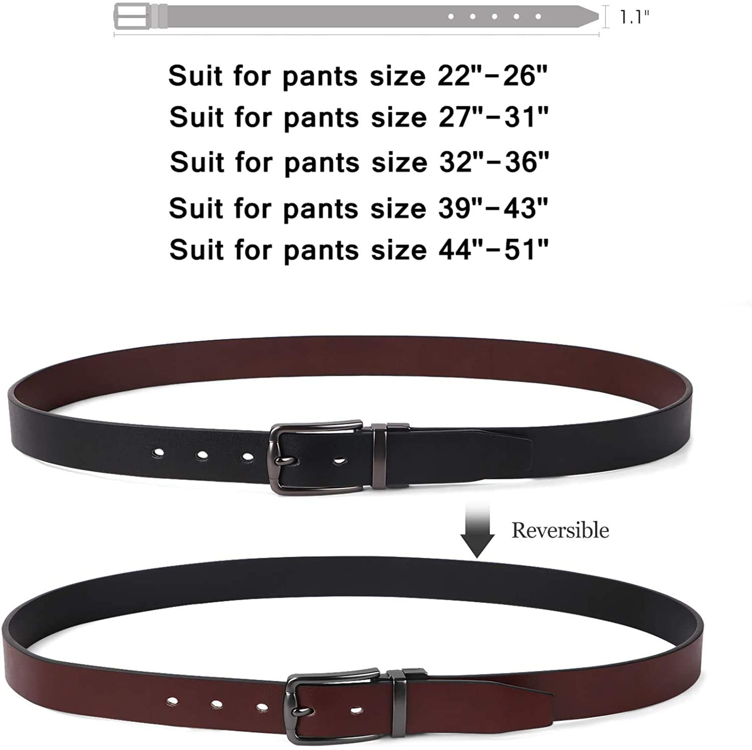 JASGOOD Women Leather Reversible Belt, Ladies Belt for Jeans with Rotated Buckle - JASGOOD OFFICIAL