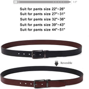JASGOOD Women Leather Reversible Belt, Ladies Belt for Jeans with Rotated Buckle