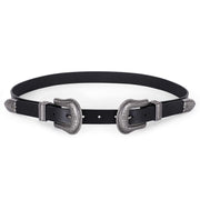 Women Leather Belts Ladies Vintage Western Design Black Waist Belt for Pants Dresses