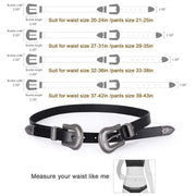 Women Leather Belts Ladies Vintage Western Design Black Waist Belt for Pants Dresses