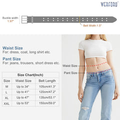 PU Leather Punk Belt for Women Men Jeans 2 Hole Belts 1.5 Wide