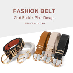 1PCS  Women's Leather Belts for Jeans Dresses Fashion Gold Buckle