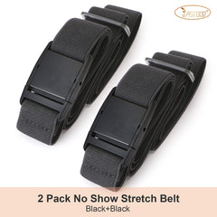 No Show Women Stretch Belt Invisible Elastic Web Strap Belt with Flat Buckle for Jeans Pants Dresses - JASGOOD OFFICIAL