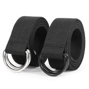 JASGOOD Men Women Canvas Belt Web Fabric Casual Belt with Black Double D-ring 1 1/2" Wide Set of 2