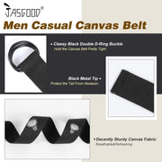 JASGOOD Men Women Canvas Belt Web Fabric Casual Belt with Black Double D-ring 1 1/2" Wide Set of 2