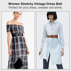 JASGOOD Women Stretchy Belt for Dresses Vintage Elastic Wide Waist Belt