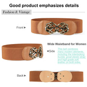 JASGOOD Women Stretchy Belt for Dresses Vintage Elastic Wide Waist Belt