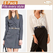 JASGOOD Women Retro Elastic Stretchy Skinny Waist Belt with Metal Gold Buckle