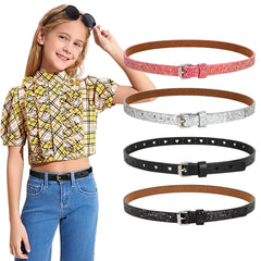 4 Pack 3 Pack 2 Pack Kids Belt Fashion Glitter Belt, Cute Shiny PU Leather Belt for Girls and Boys Back to School Gift