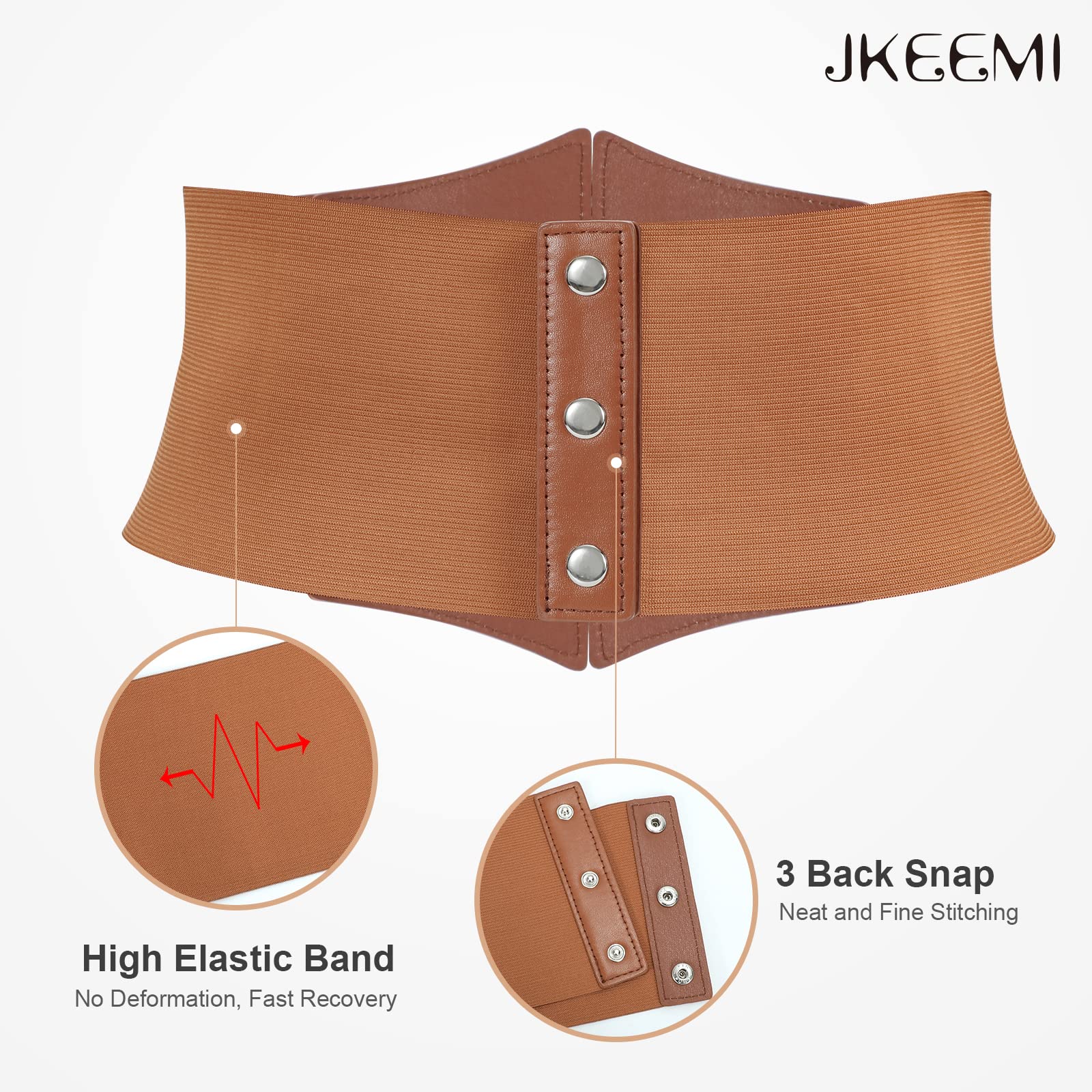 Women Corset Belt Metal O-Ring Decor Wide Elastic Belt for Daily Dress Cosplay Halloween Costumes - JASGOOD OFFICIAL