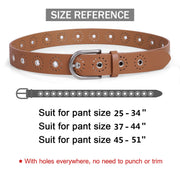 JASGOOD Women Grommet Leather Belt, Ladies Studded Holes Belts for Jeans Pants