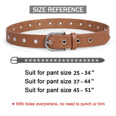 JASGOOD Women Grommet Leather Belt, Ladies Studded Holes Belts for Jeans Pants