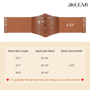 Women Corset Belt Metal O-Ring Decor Wide Elastic Belt for Daily Dress Cosplay Halloween Costumes