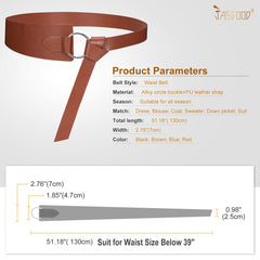 JASGOOD Women Wide Leather Waist Belt ,Tie a Knot PU Leather Adjustable Waist Belt with O Ring Buckle for Dress - JASGOOD OFFICIAL
