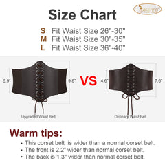 Women Corset Cinch Belt Lace-up Elastic Waist Belt, Tied Costume Waspie Waist Belt for Women 5.9" Width