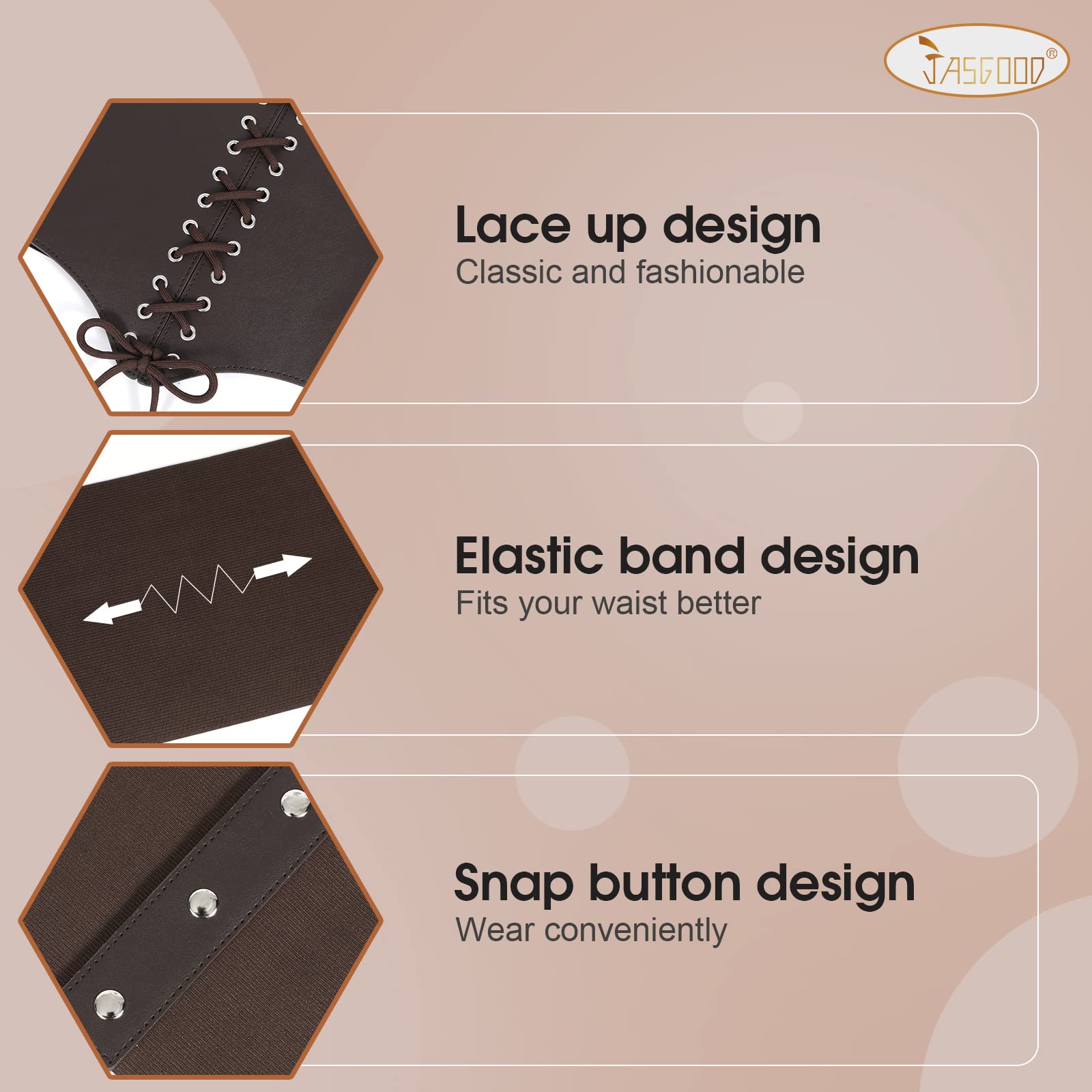 Women Corset Cinch Belt Lace-up Elastic Waist Belt, Tied Costume Waspie Waist Belt for Women 5.9" Width - JASGOOD OFFICIAL
