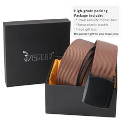 Travel Security Money Belt with Hidden Money Pocket - Cashsafe Anti-Theft Wallet Unisex Nickel free Nylon Belt - JASGOOD OFFICIAL