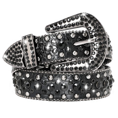 Women Rhinestone Belt for Jeans, SANSTHS Men Western Cowgirl Bling Studded Belt Faux Crocodile Grain Leather