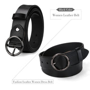 Women Casual Dress Belt Fashion Leather Belt with O Ring Buckle for Jeans Pants - JASGOOD OFFICIAL