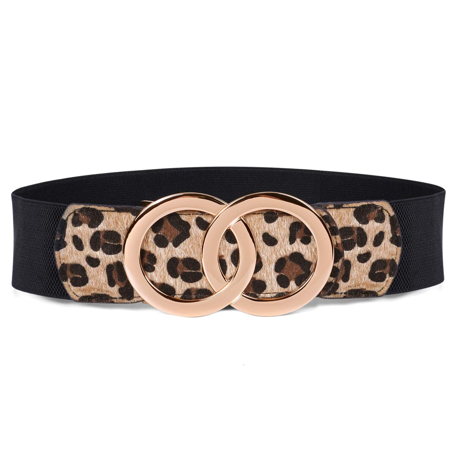 JASGOOD Women Stretchy Wide Waist Belts, Ladies Elastic Belt for Dresses Double Ring Buckle - JASGOOD OFFICIAL