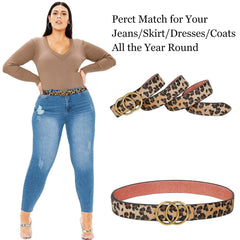 JASGOOD Plus Size Double O Ring Belt for Women Leather Belt,Ladies PU Leather Waist Belts for Jeans Pants