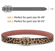 JASGOOD Plus Size Double O Ring Belt for Women Leather Belt,Ladies PU Leather Waist Belts for Jeans Pants