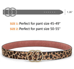 JASGOOD Plus Size Double O Ring Belt for Women Leather Belt,Ladies PU Leather Waist Belts for Jeans Pants