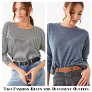 Women Leather Belts SUOSDEY Fashion Soft Faux Leather Jeans Belts with O-Ring Buckle
