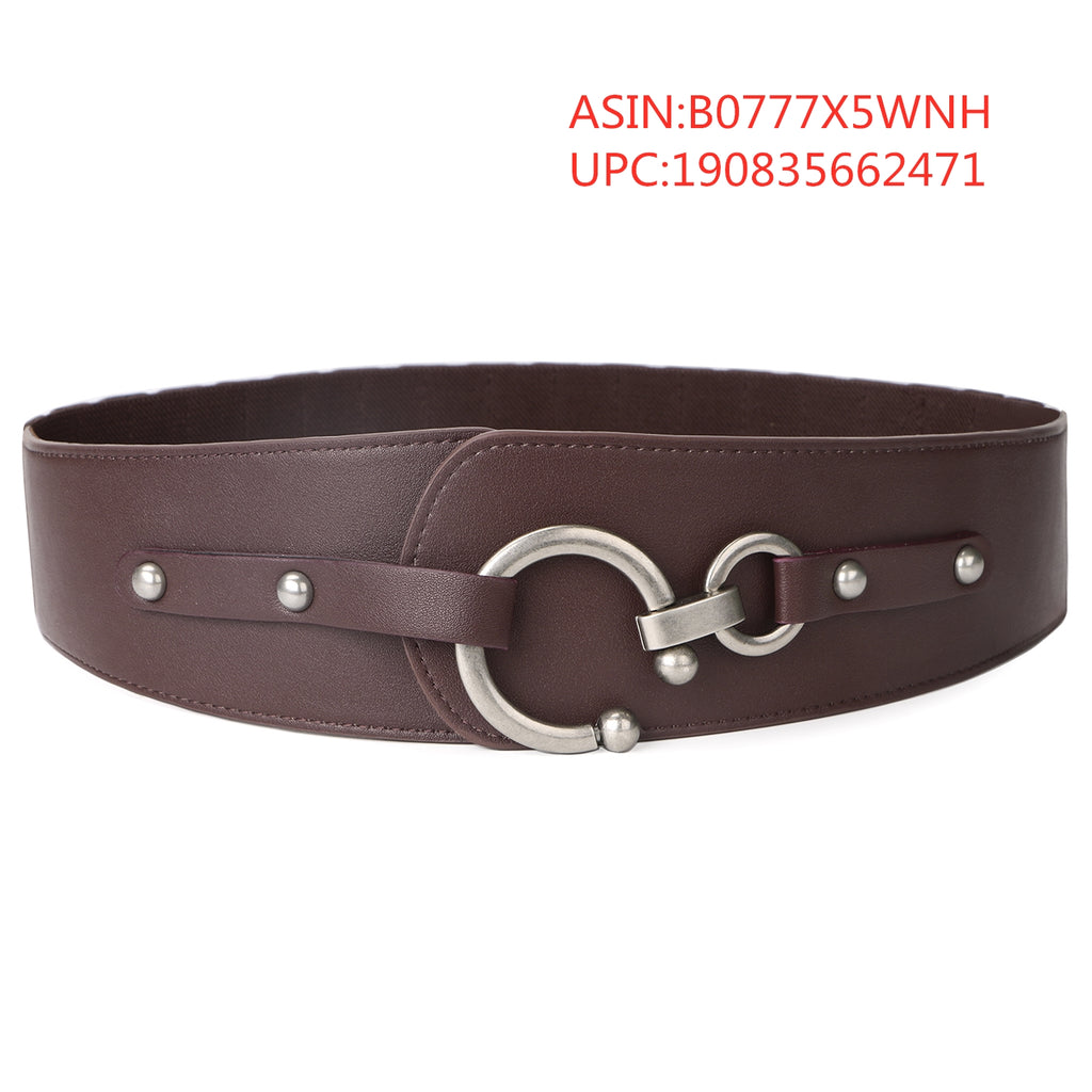 Women's Fashion Vintage Wide Elastic Stretch Waist Belt With Interlock Buckle by JASGOOD - JASGOOD OFFICIAL