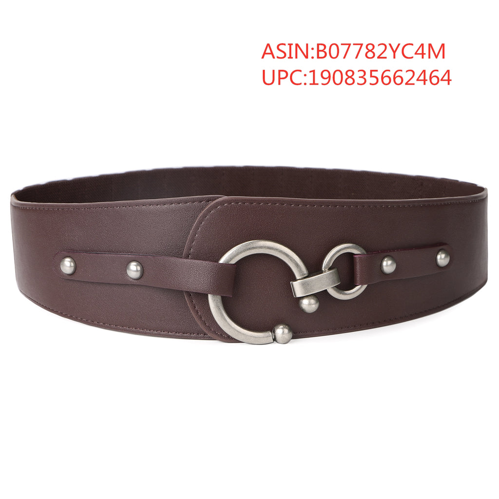 Women's Fashion Vintage Wide Elastic Stretch Waist Belt With Interlock Buckle by JASGOOD - JASGOOD OFFICIAL