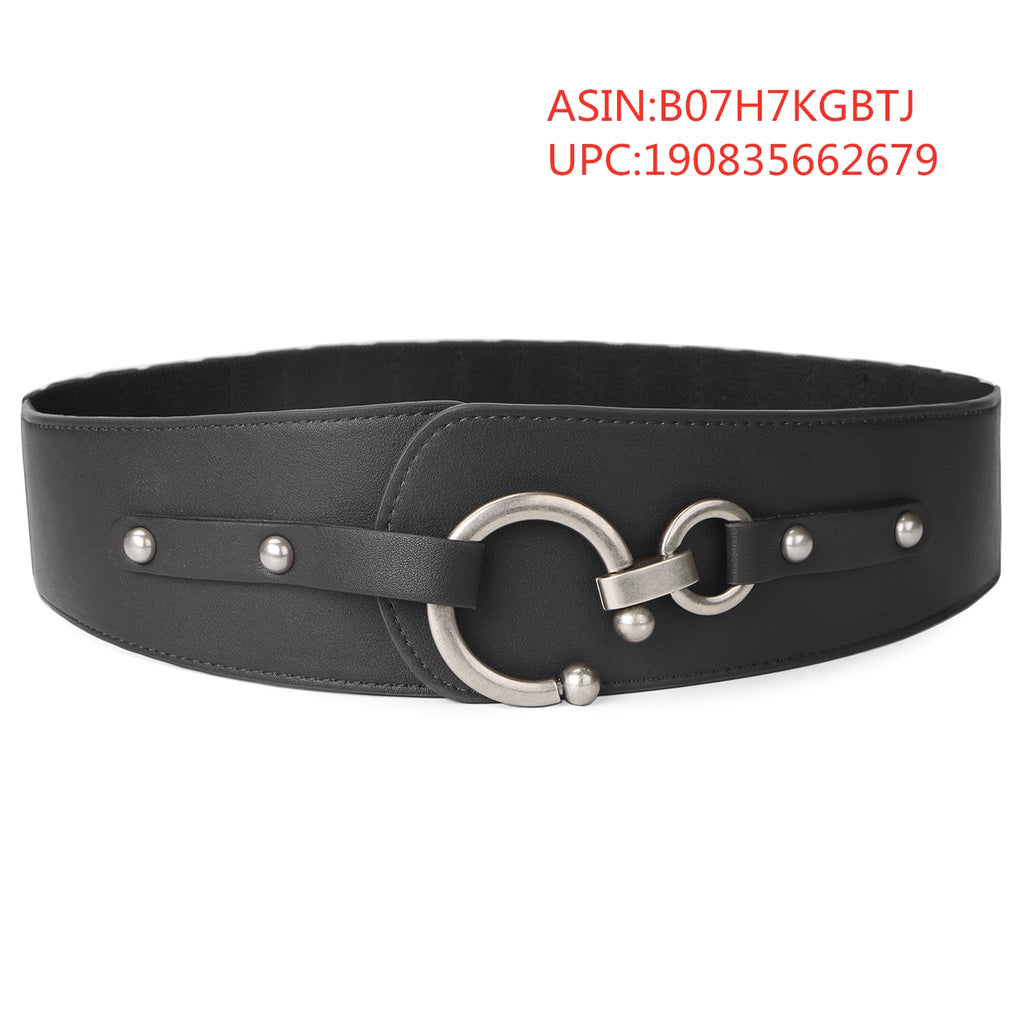 Women's Fashion Vintage Wide Elastic Stretch Waist Belt With Interlock Buckle by JASGOOD - JASGOOD OFFICIAL