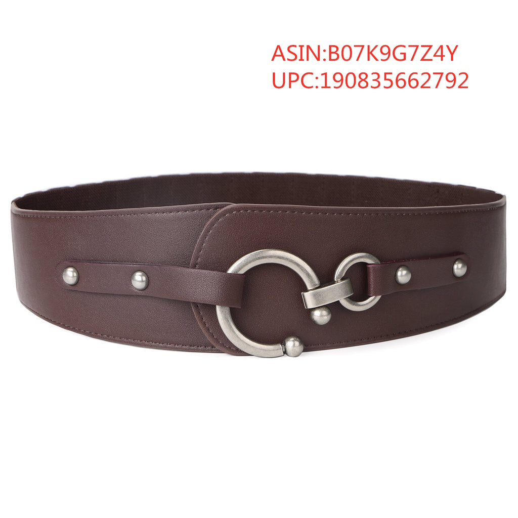 Women's Fashion Vintage Wide Elastic Stretch Waist Belt With Interlock Buckle by JASGOOD - JASGOOD OFFICIAL