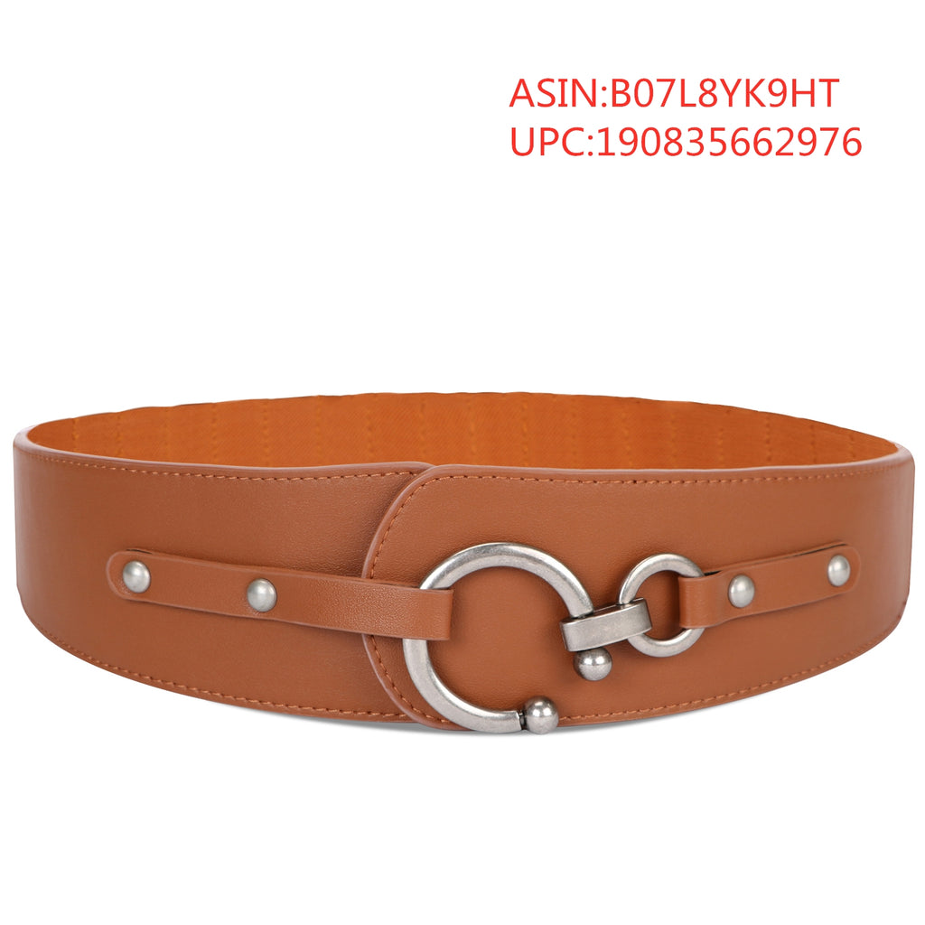 Women's Fashion Vintage Wide Elastic Stretch Waist Belt With Interlock Buckle by JASGOOD - JASGOOD OFFICIAL