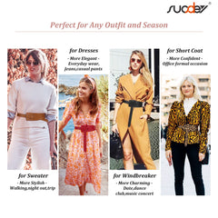 Women Leather Belt No Buckle SUOSDEY Fashion Tie Knot Belt for Dress Women Cinch Cowhide Waist Leather Belt