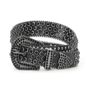 Women Men Western Rhinestone Studded Leather Belt Unisex Bling Cowgirl Cowboy Waist Belt for Jeans Pants