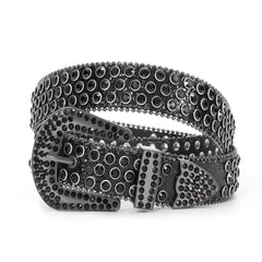 Women Men Western Rhinestone Studded Leather Belt Unisex Bling Cowgirl Cowboy Waist Belt for Jeans Pants