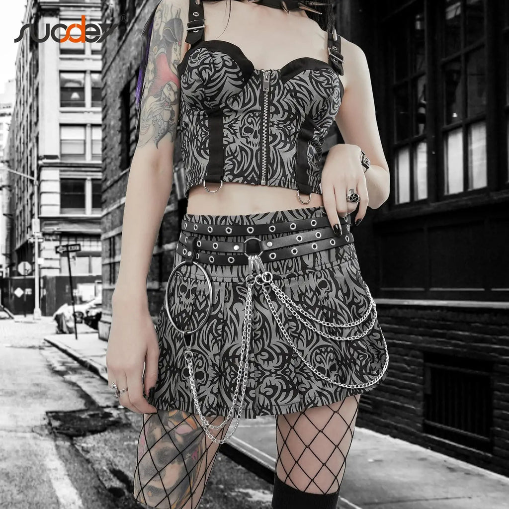 Women Punk Style Black Waist Belt Chain with Big Ring SUOSDEY Adjustable Leather Belly Chains Goth Body Accessories