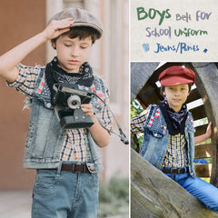 Boys Reversible Leather Belt School Uniform Casual Jeans Pants Belt for Kids