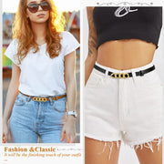 Fashion Women Thin Leather Belt for Dress Jeans Skinny Waist Belt for Women Girls