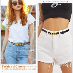 Fashion Women Thin Leather Belt for Dress Jeans Skinny Waist Belt for Women Girls