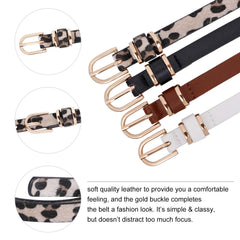 Set of 4 Womens Thin Belts SANSTHS Skinny Leather Belt with Gold Alloy Buckle