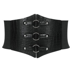 Women Corset Belt Metal O-Ring Decor Wide Elastic Belt for Daily Dress Cosplay Halloween Costumes