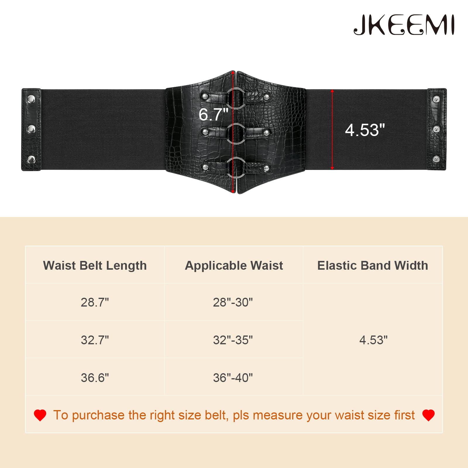 Women Corset Belt Metal O-Ring Decor Wide Elastic Belt for Daily Dress Cosplay Halloween Costumes - JASGOOD OFFICIAL