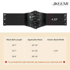 Women Corset Belt Metal O-Ring Decor Wide Elastic Belt for Daily Dress Cosplay Halloween Costumes