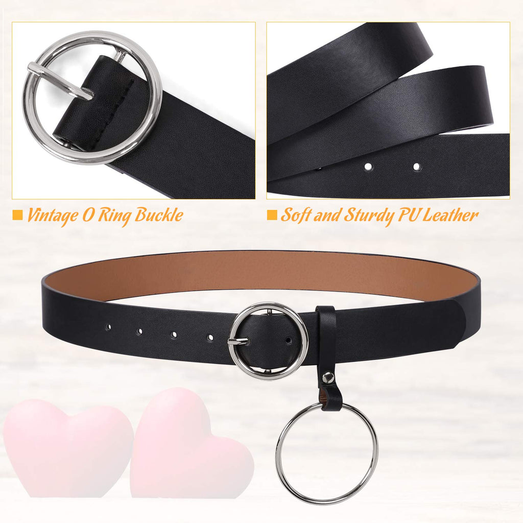 Women Heart-shaped Belt Wide PU Leather Belt Metal Buckle for Women Girls Students Holloween Gift
